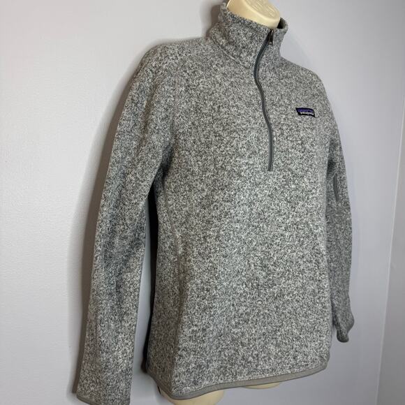 Patagonia Women's Better Sweater 1/4-Zip Fleece Sweatshirt Birch White Grey M - Picture 5 of 11